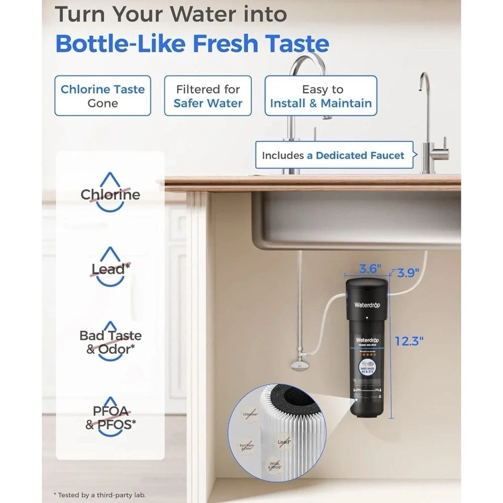 Waterdrop 10UB Under Sink Water Filter System,‎ with Stainless Steel Faucet